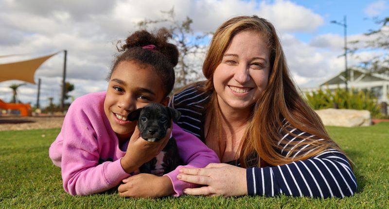 Chloe and Lilly with new puppy Leah