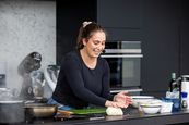 Laura making Cavatelli Pasta Dough