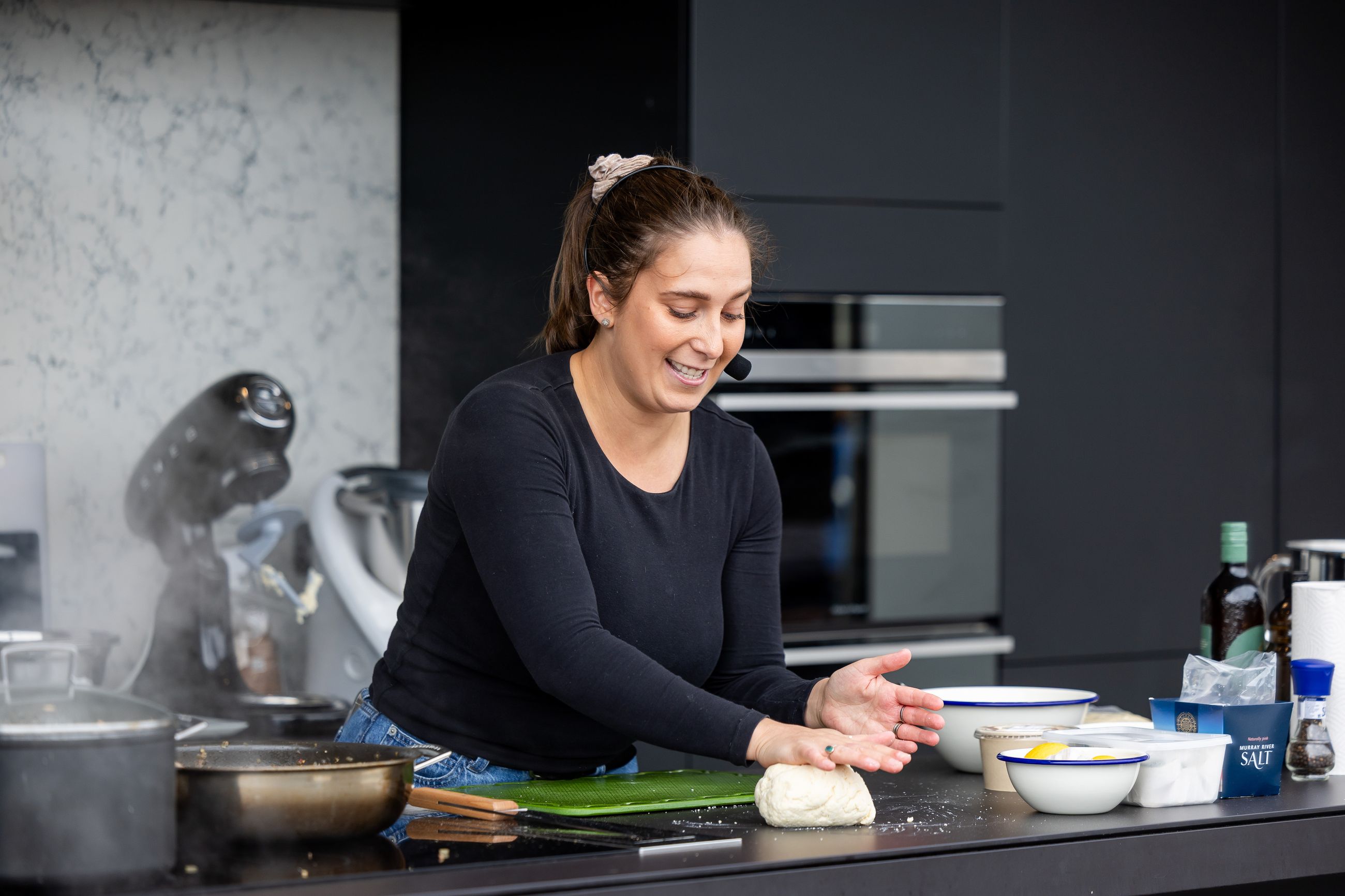 Laura making Cavatelli Pasta Dough