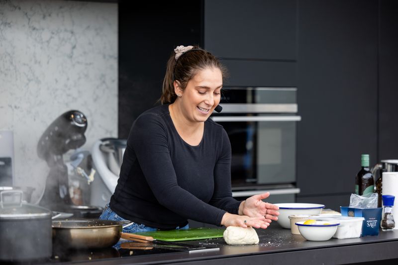 Laura making Cavatelli Pasta Dough