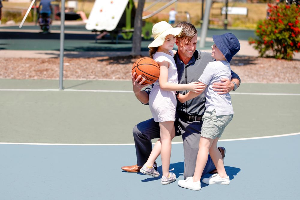 Dad Kids at park